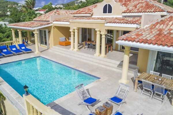 Elegant French style villa architecture Villa Tamarind St Maarten island estate