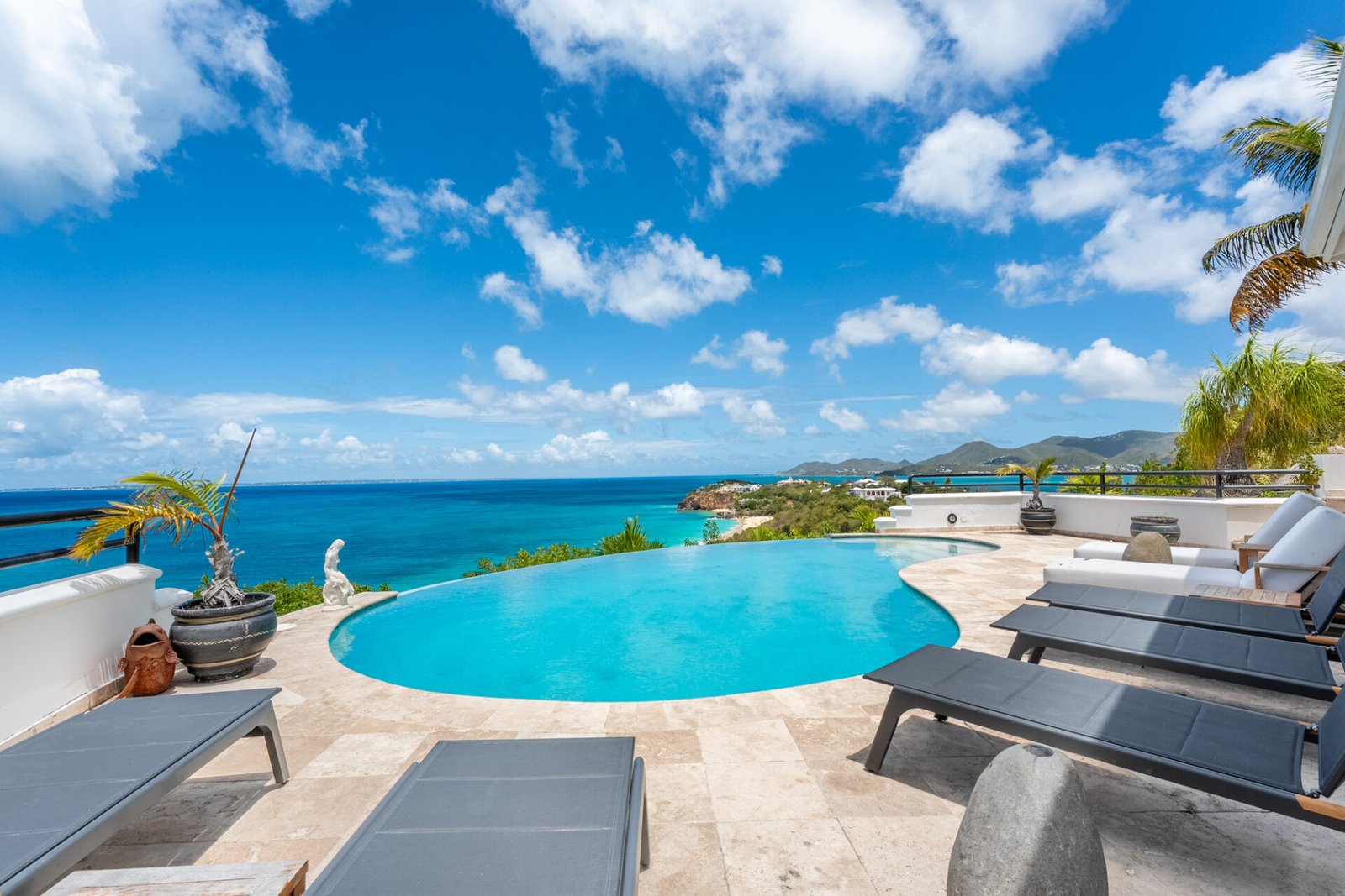 Expansive terrace with panoramic ocean views St Martin villa