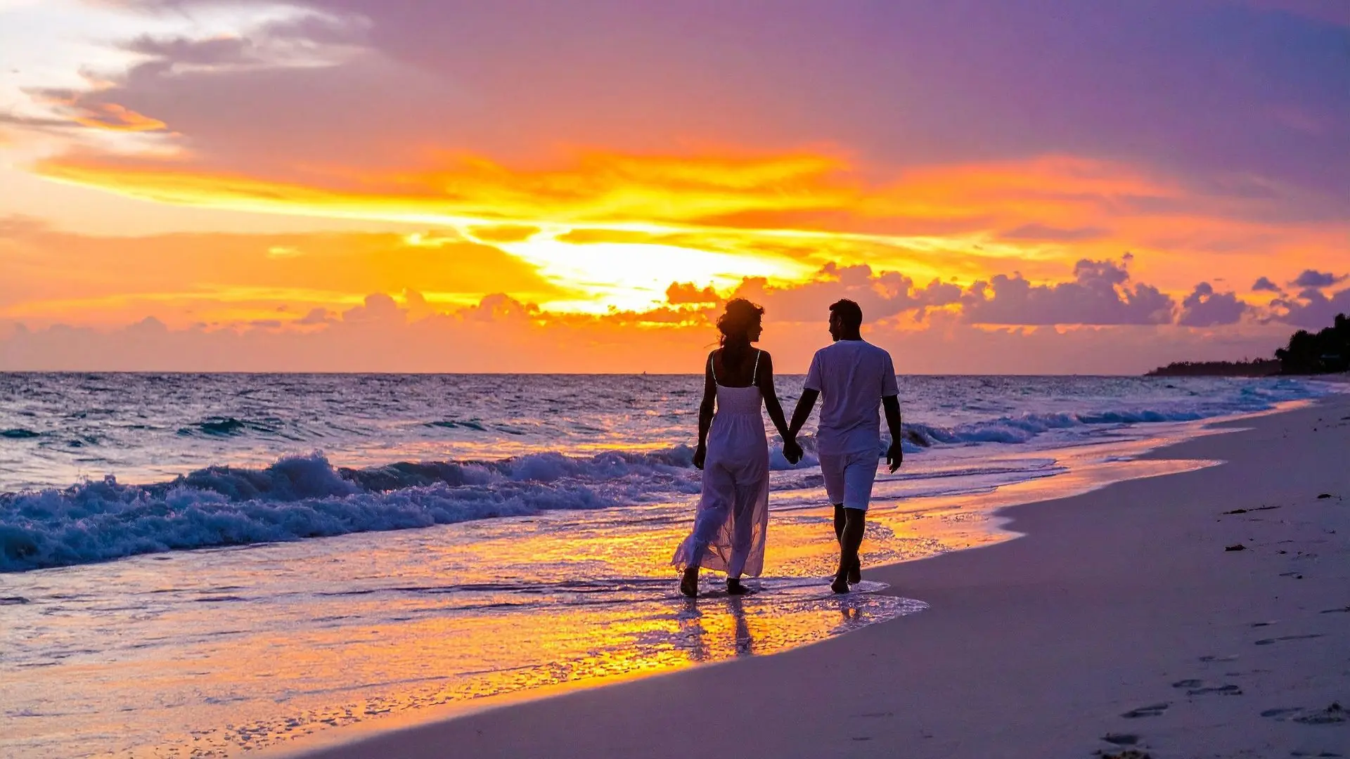 Sunset beach walk in St. Maarten